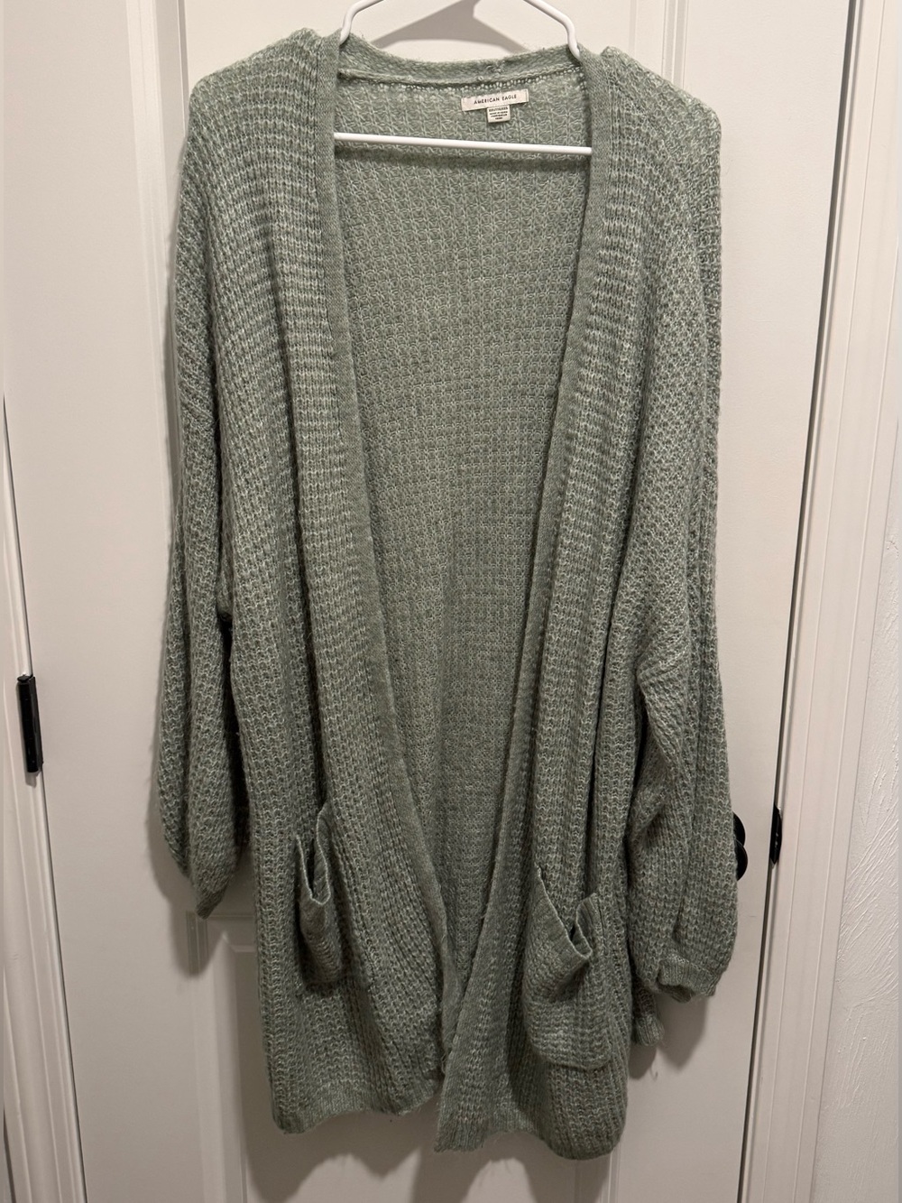 American Eagle - XXL Open-Front Pocket Cardigan Sweater in Soft Seafoam Green